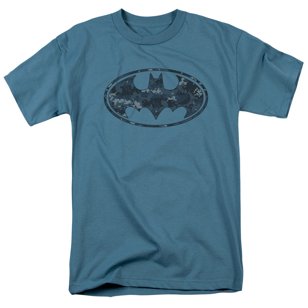BATMAN/NAVY CAMO SHIELD - S/S ADULT 18/1 - SLATE