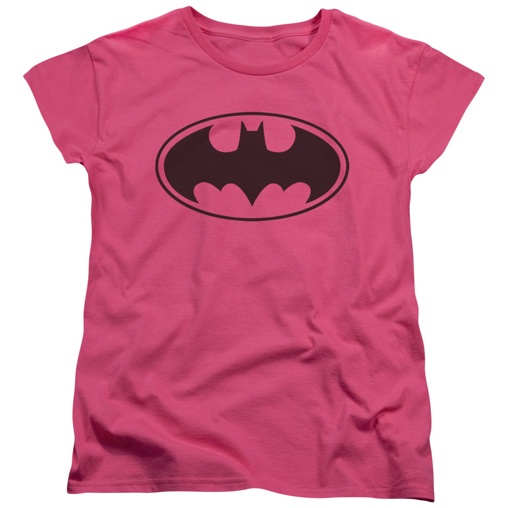 BATMAN/BLACK BAT - S/S WOMENS TEE - HOT PINK