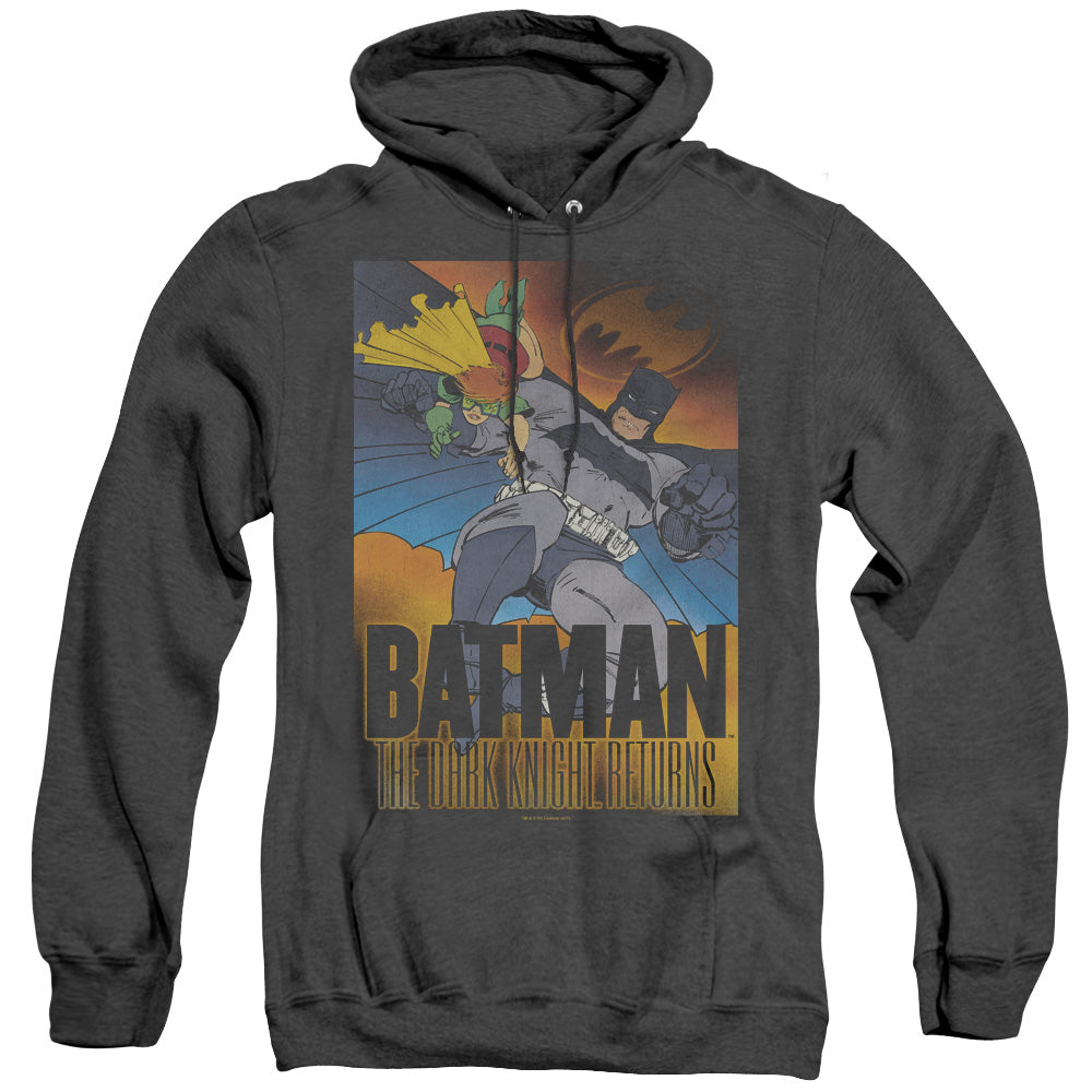 BATMAN/DK RETURNS - ADULT HEATHER HOODIE - BLACK