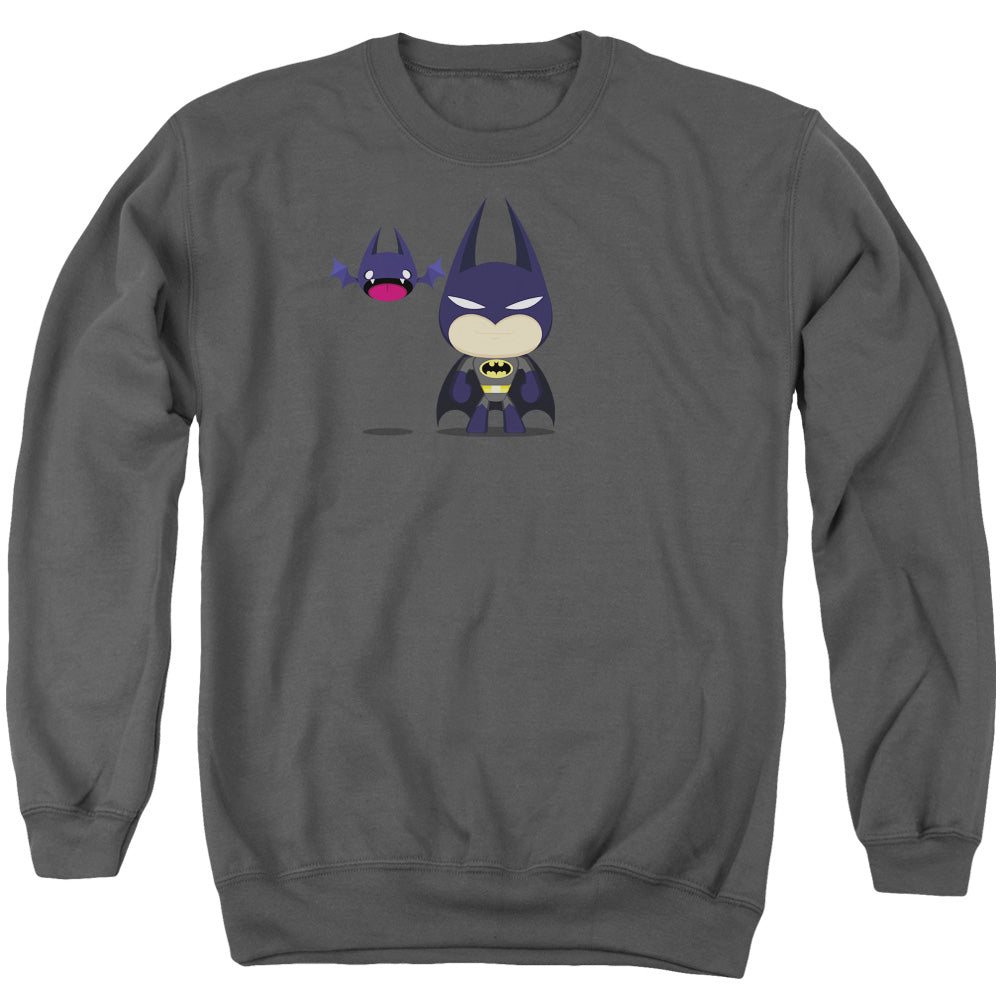 BATMAN/CUTE BATMAN - ADULT CREWNECK SWEATSHIRT - CHARCOAL