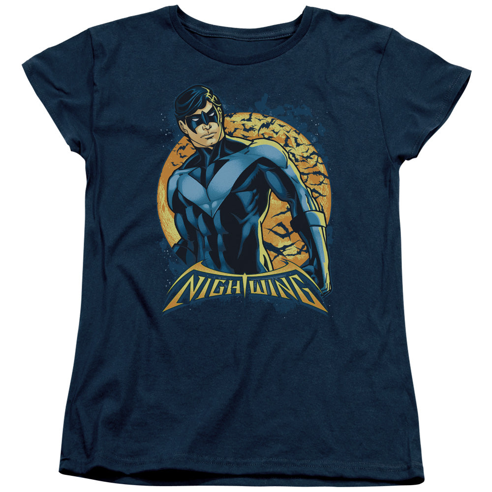BATMAN/NIGHTWING MOON - S/S WOMENS TEE - NAVY