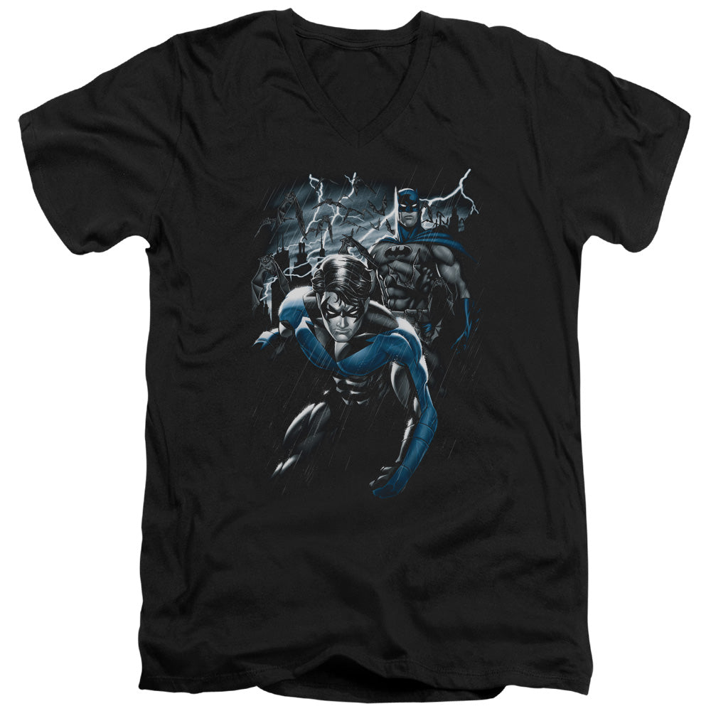 BATMAN/DYNAMIC DUO - S/S ADULT V-NECK 30/1 - BLACK