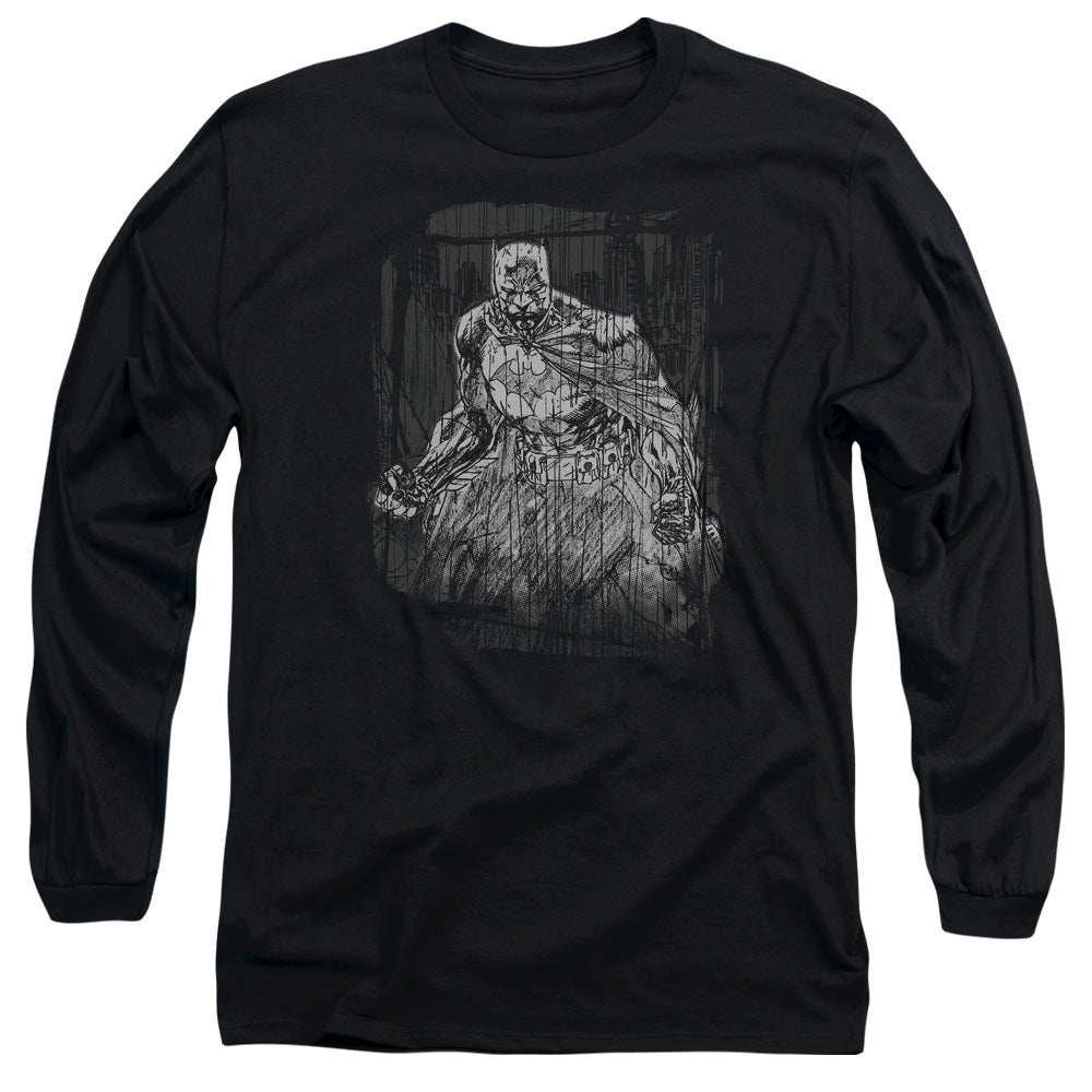 BATMAN/PENCILLED RAIN - L/S ADULT 18/1 - BLACK
