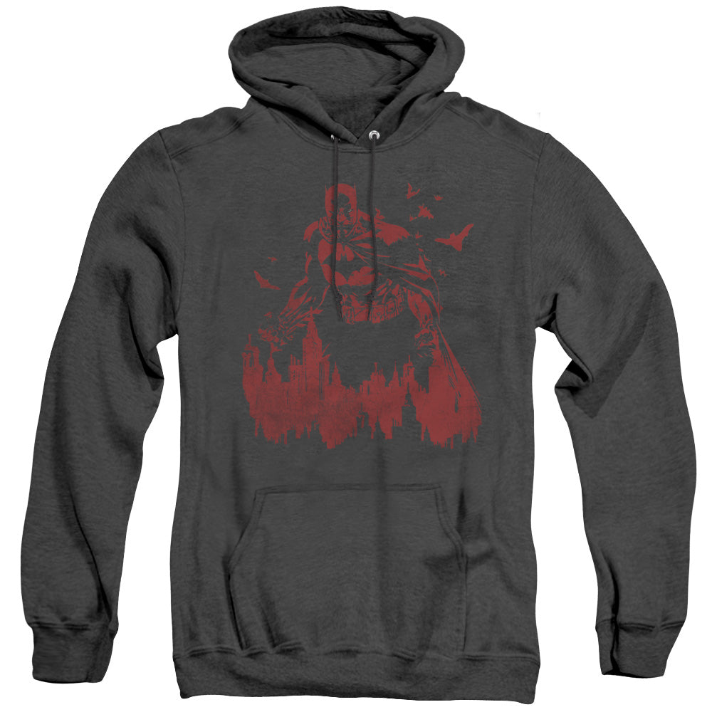BATMAN/RED KNIGHT - ADULT HEATHER HOODIE - BLACK