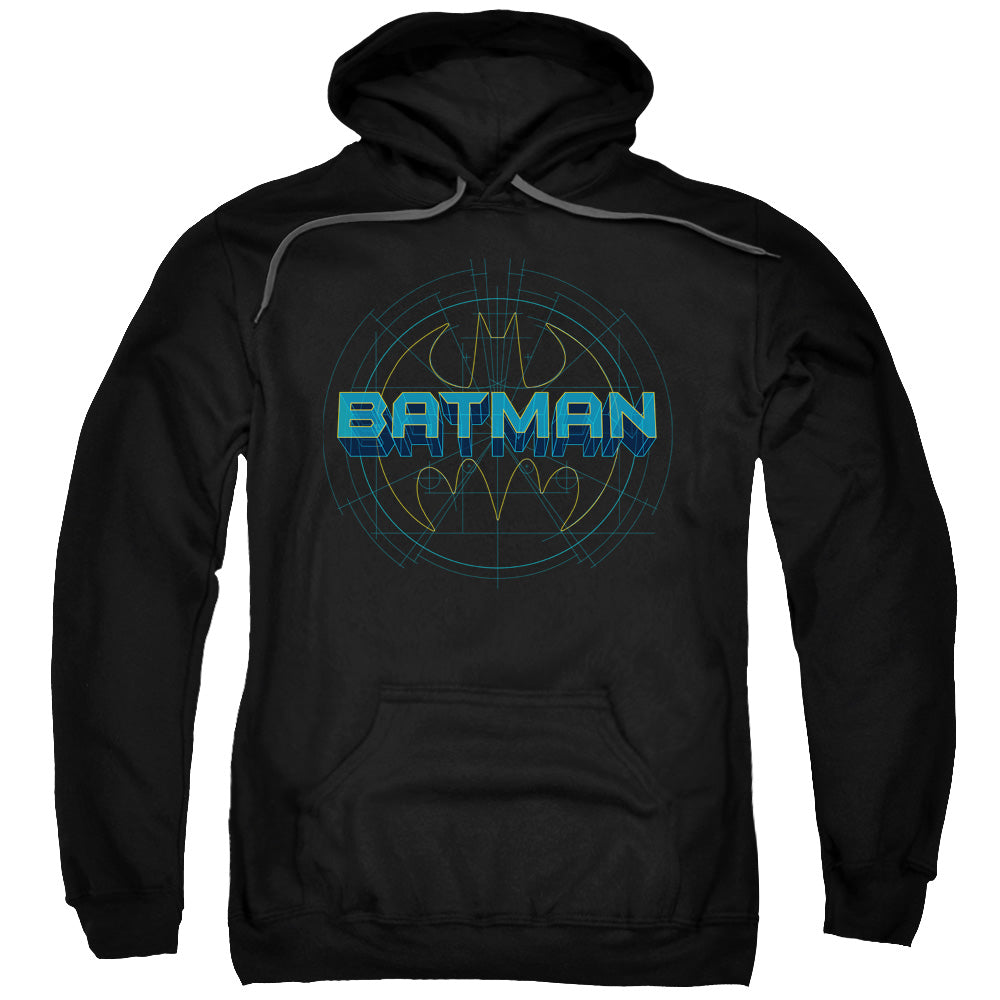 BATMAN/BAT TECH LOGO - ADULT PULLOVER HOODIE - BLACK