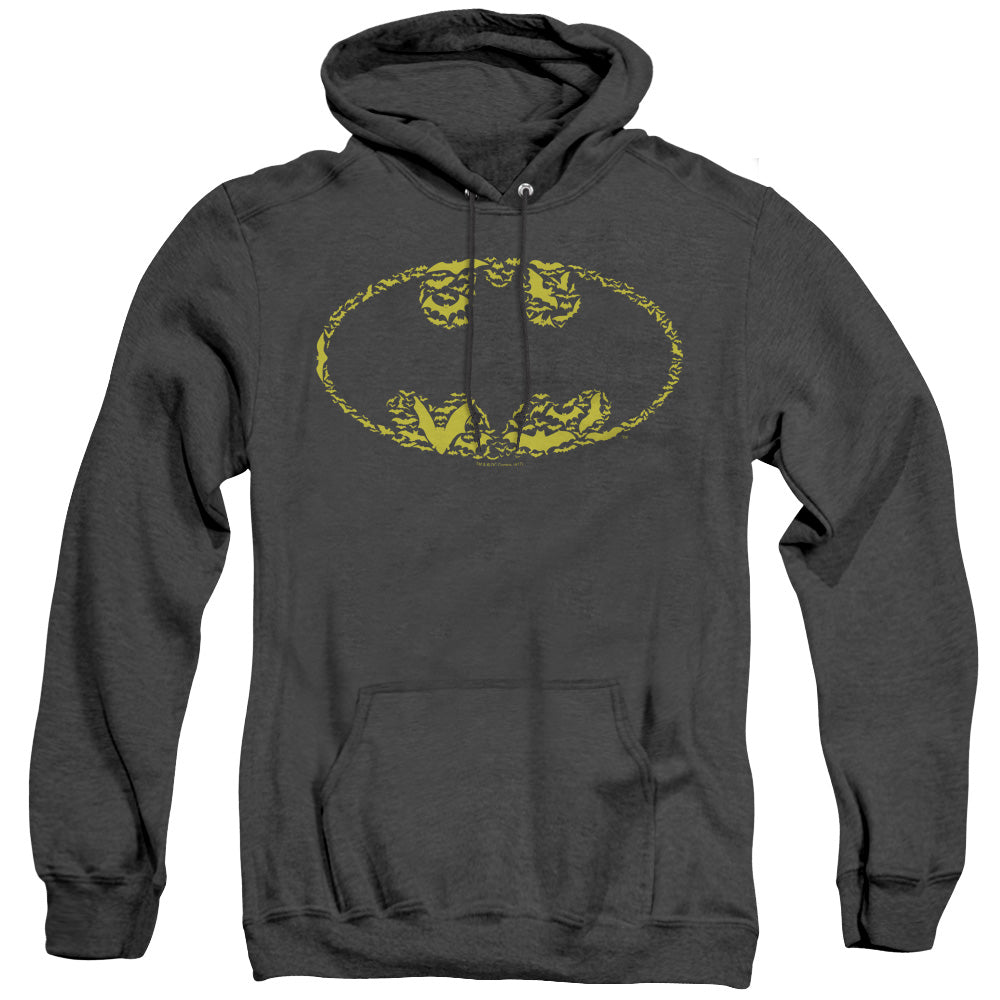 BATMAN/BATS ON BATS - ADULT HEATHER HOODIE - BLACK