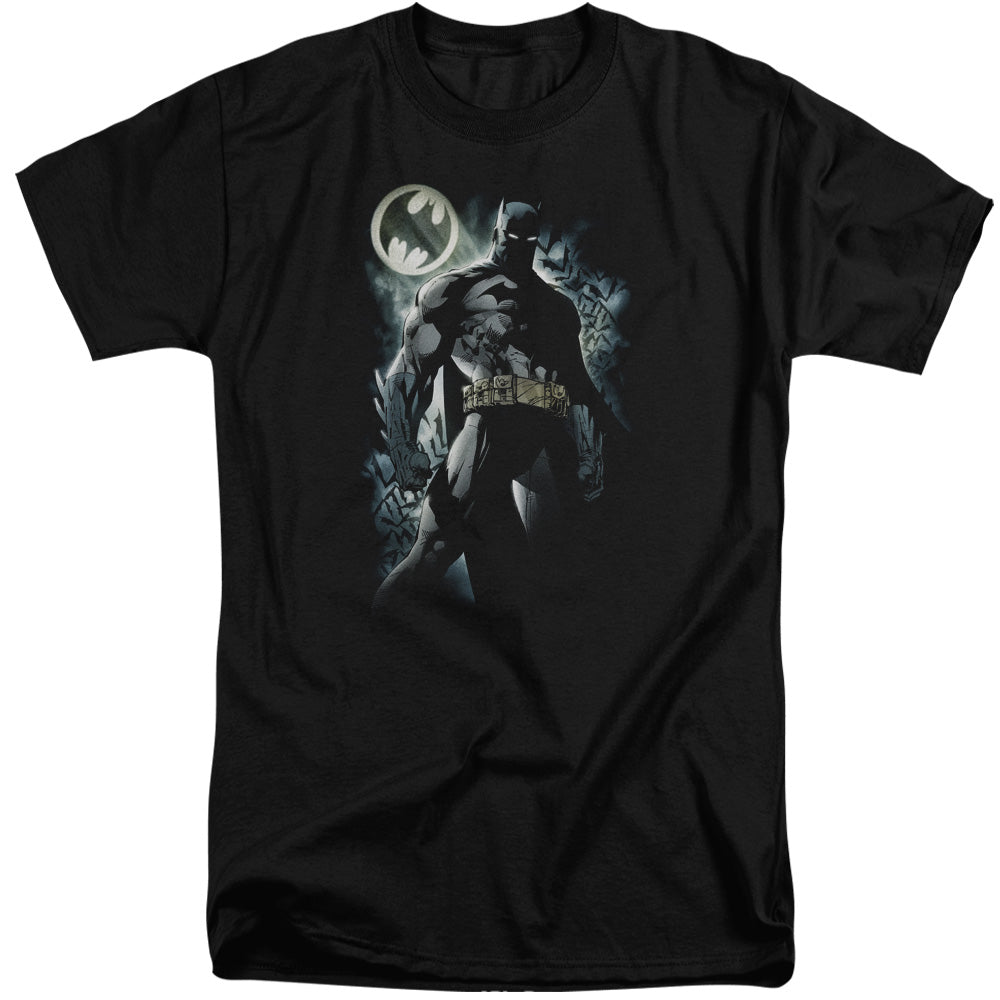 BATMAN/THE KNIGHT - S/S ADULT TALL 18/1 - BLACK
