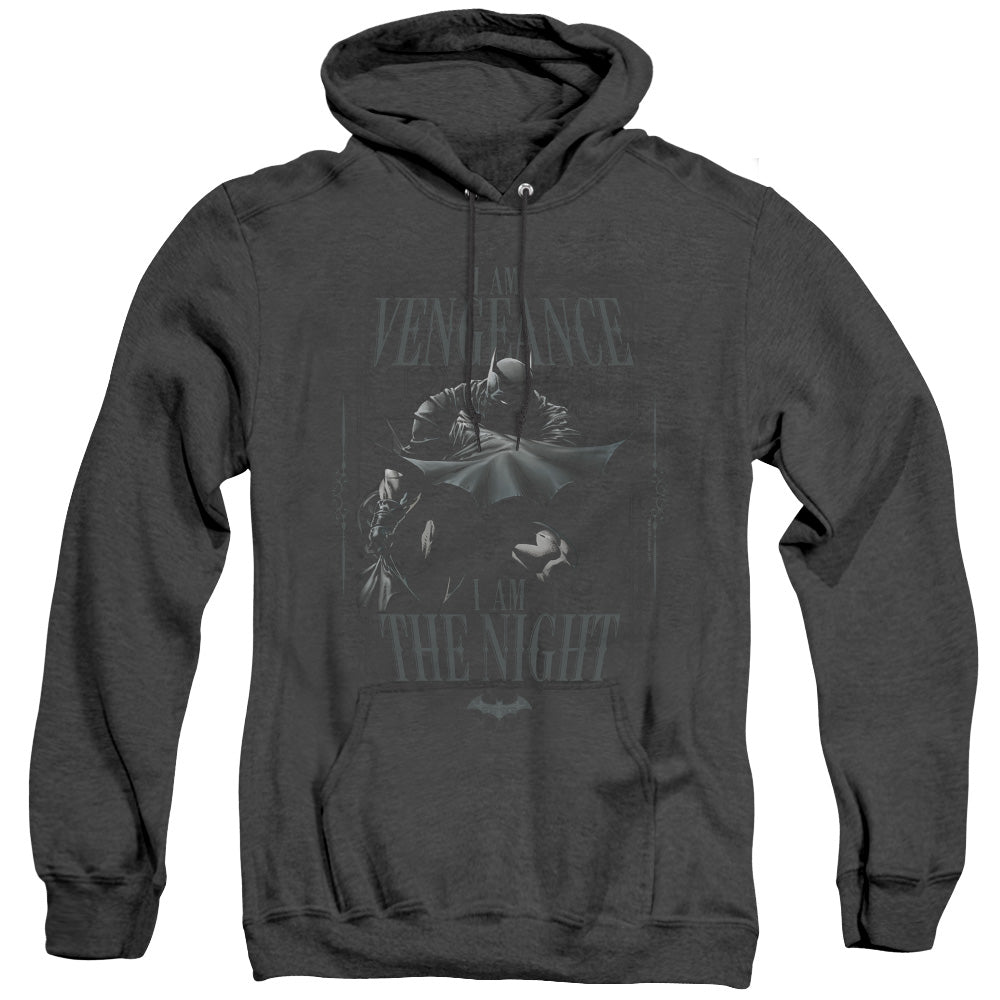 BATMAN/I AM - ADULT HEATHER HOODIE - BLACK