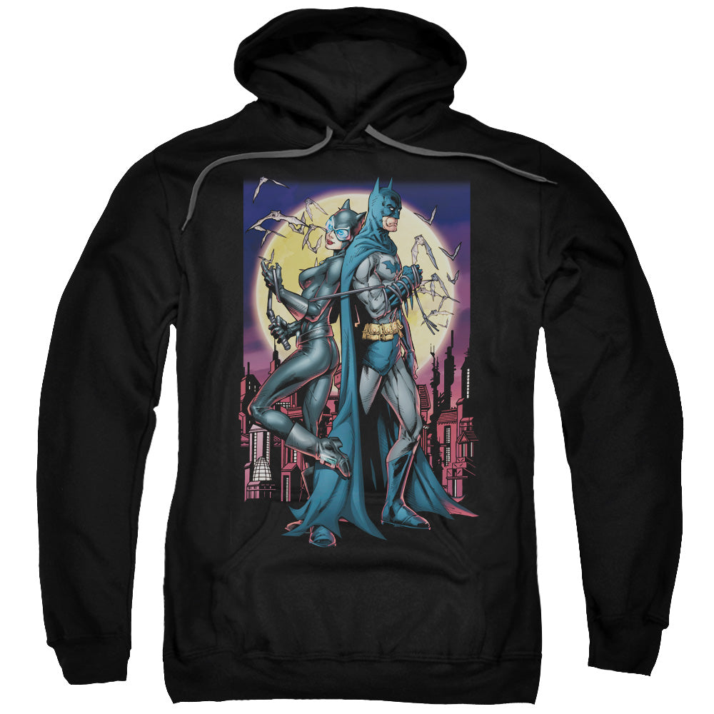 BATMAN/PAINT THE TOWN RED - ADULT PULLOVER HOODIE - BLACK