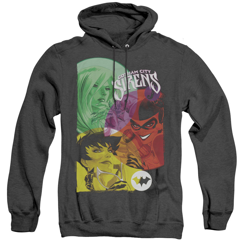 BATMAN/GOTHAM SIRENS - ADULT HEATHER HOODIE - BLACK