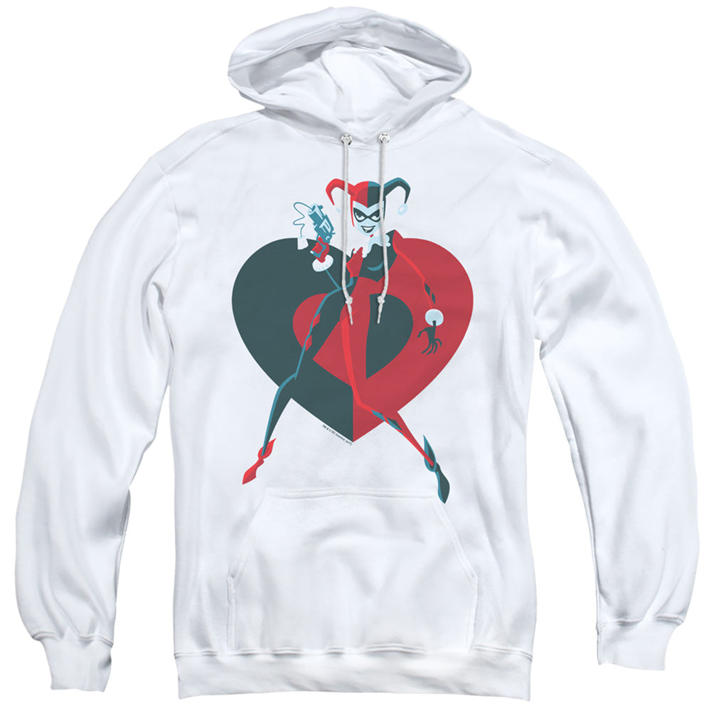 BATMAN/HARELY  HEART - ADULT PULLOVER HOODIE - WHITE
