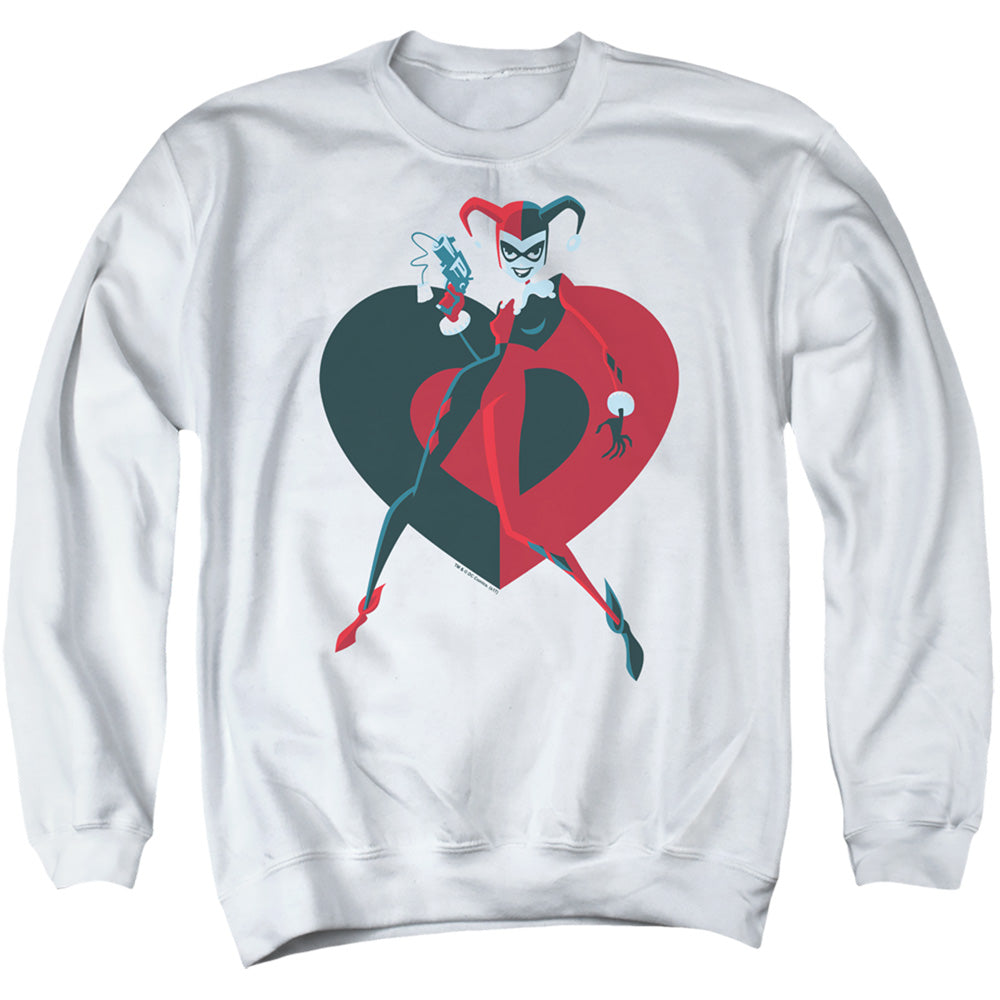 BATMAN/HARELY  HEART - ADULT CREWNECK SWEATSHIRT - WHITE