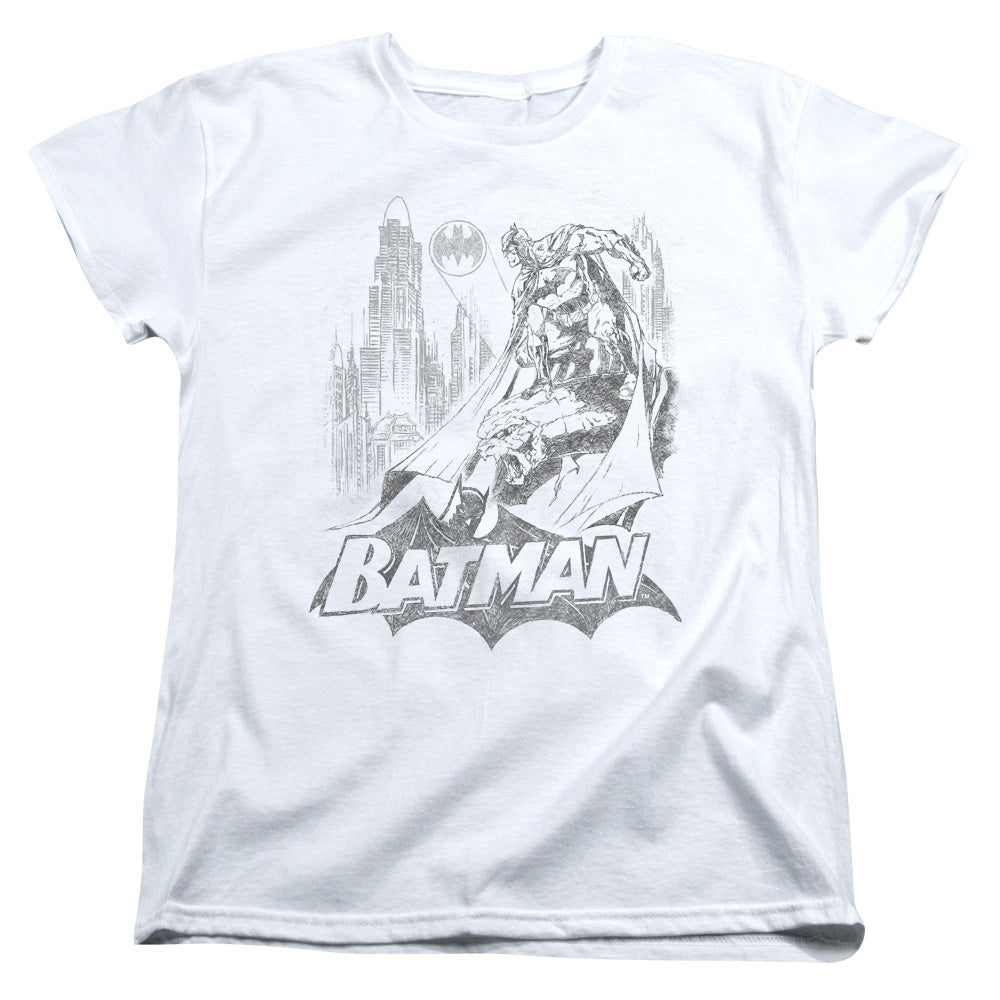BATMAN/BAT SKETCH - S/S WOMENS TEE - WHITE