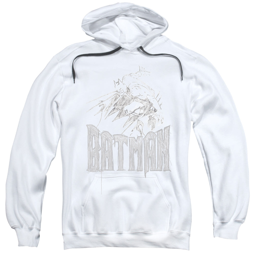 BATMAN/KNIGHT SKETCH - ADULT PULLOVER HOODIE - WHITE