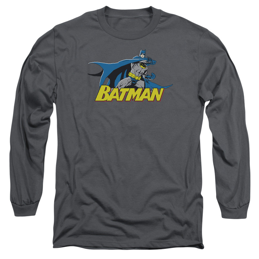 BATMAN/8 BIT CAPE - L/S ADULT 18/1 - CHARCOAL