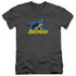 BATMAN/8 BIT CAPE - S/S ADULT V-NECK 30/1 - CHARCOAL