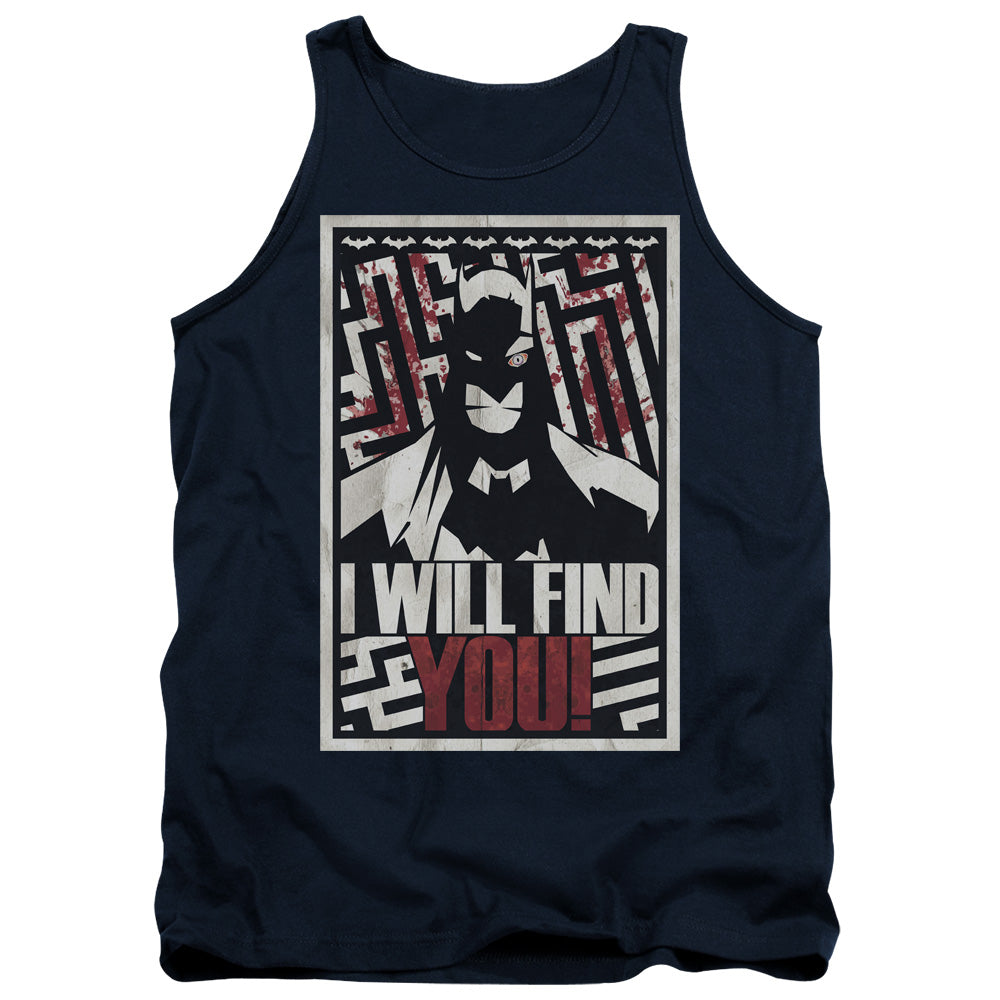 BATMAN/I WILL FND YOU - ADULT TANK - NAVY