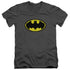 BATMAN/PIXEL SYMBOL - S/S ADULT V-NECK 30/1 - CHARCOAL