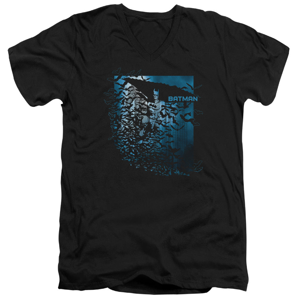 BATMAN/BAT AMONG BATS - S/S ADULT V-NECK 30/1 - BLACK