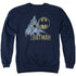 BATMAN/KNIGHT WATCH - ADULT CREWNECK SWEATSHIRT - NAVY