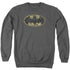 BATMAN/TATTERED LOGO - ADULT CREWNECK SWEATSHIRT - CHARCOAL