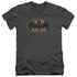 BATMAN/TATTERED LOGO - S/S ADULT V-NECK 30/1 - CHARCOAL