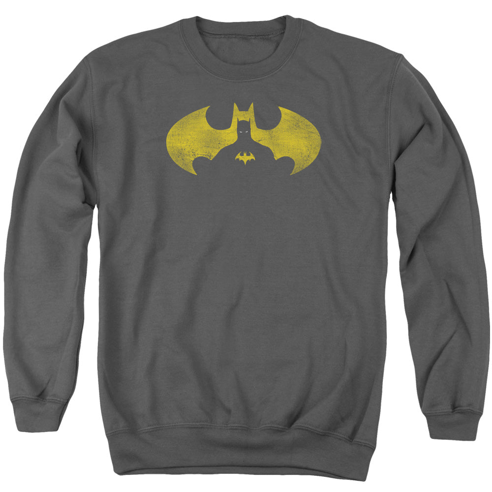 BATMAN/BAT SYMBOL KNOCKOUT - ADULT CREWNECK SWEATSHIRT - CHARCOAL