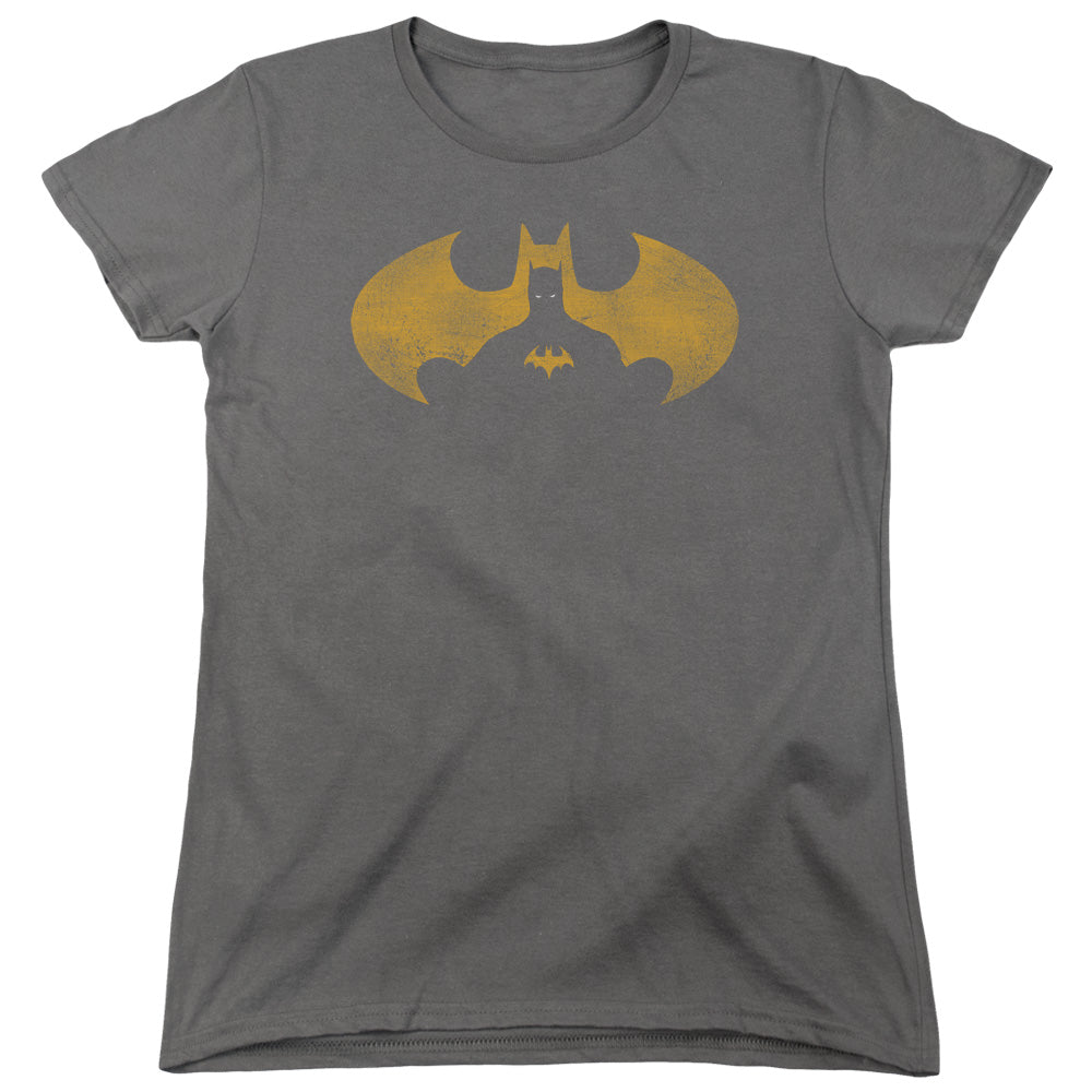 BATMAN/BAT SYMBOL KNOCKOUT - S/S WOMENS TEE - CHARCOAL