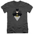BATMAN/SIMPLE BAT - S/S ADULT V-NECK 30/1 - CHARCOAL