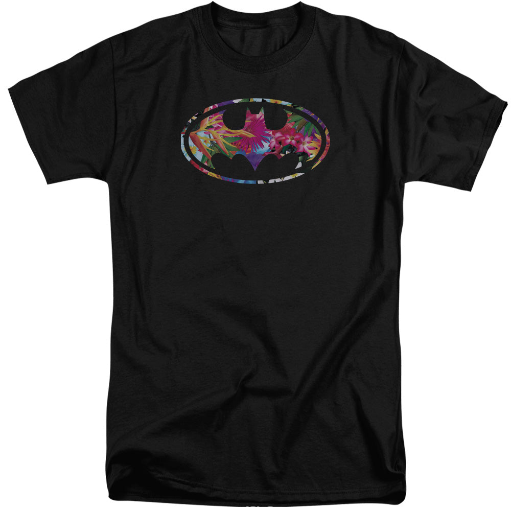 BATMAN/HAWAIIAN SHIELD - S/S ADULT TALL 18/1 - BLACK