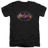 BATMAN/HAWAIIAN SHIELD - S/S ADULT V-NECK 30/1 - BLACK