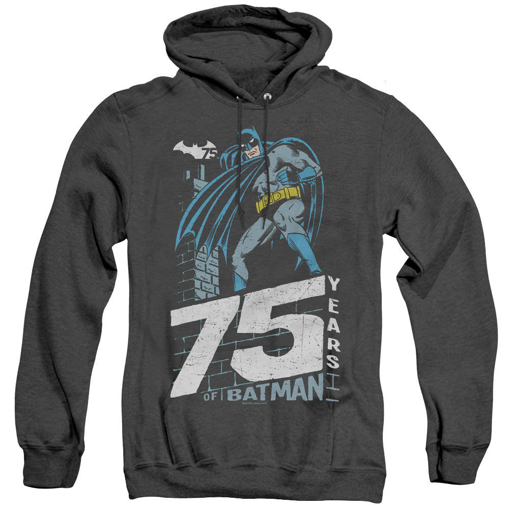 BATMAN/ROOFTOP - ADULT HEATHER HOODIE - BLACK