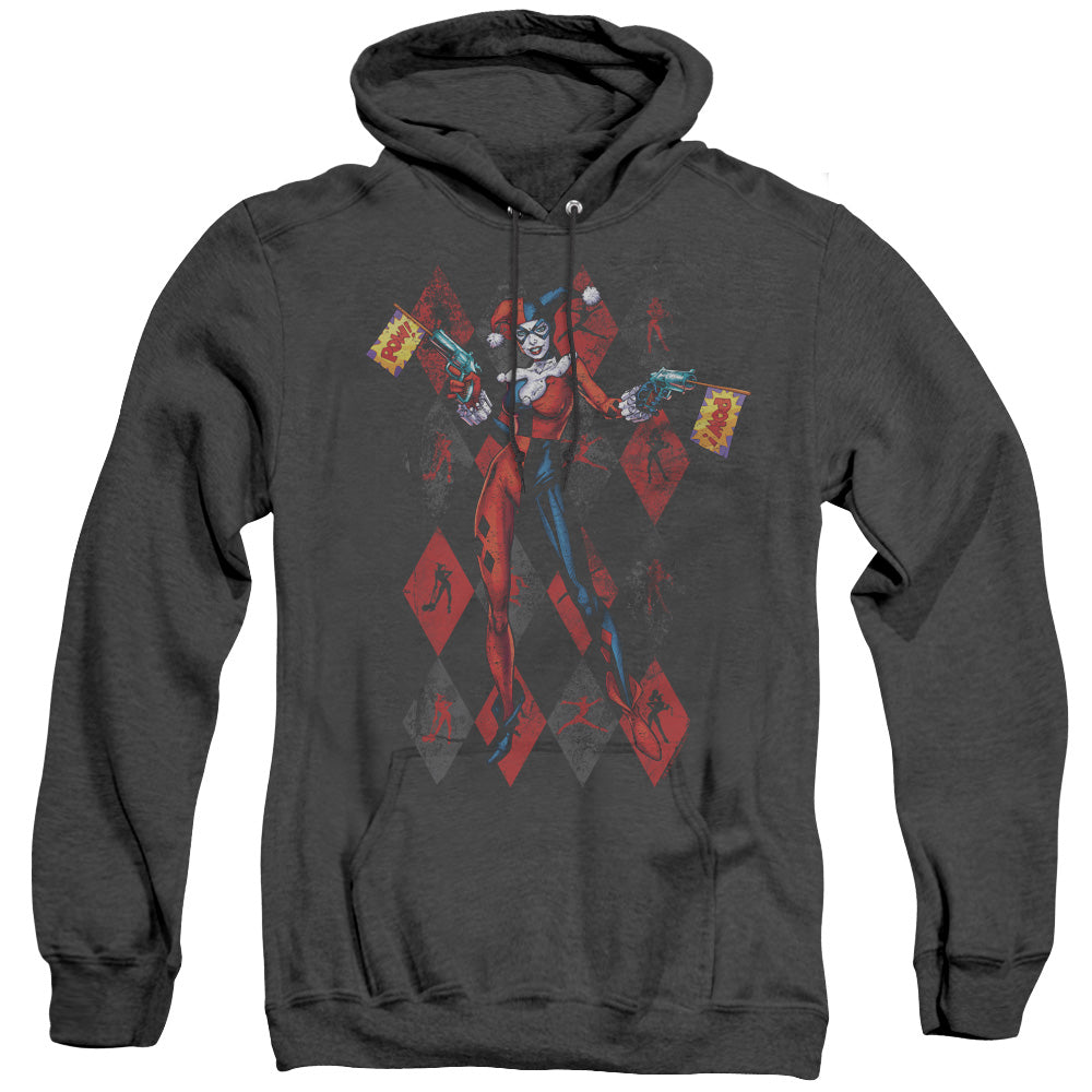 BATMAN/POW POW - ADULT HEATHER HOODIE - BLACK