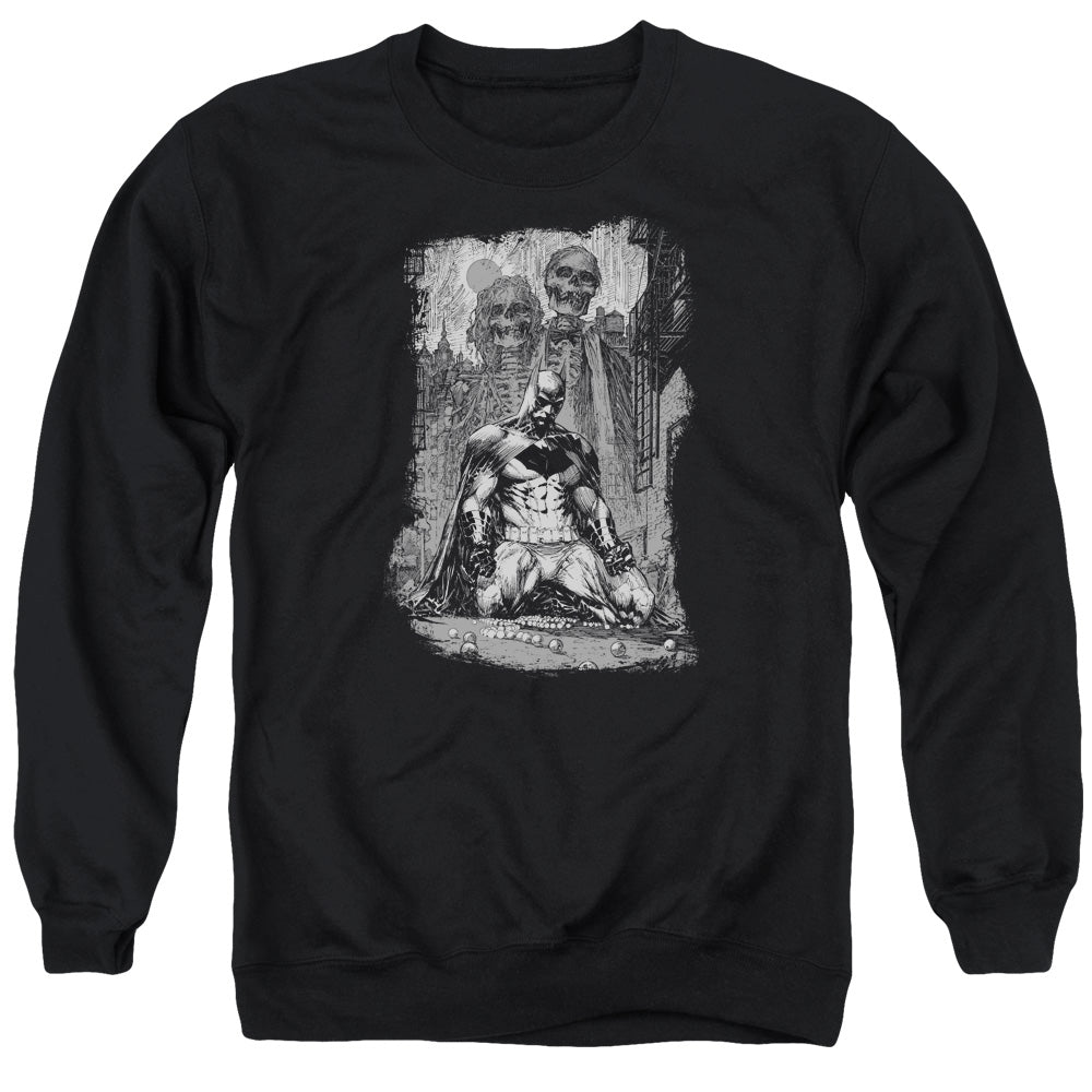 BATMAN/SKETCHY SHADOWS - ADULT CREWNECK SWEATSHIRT - BLACK