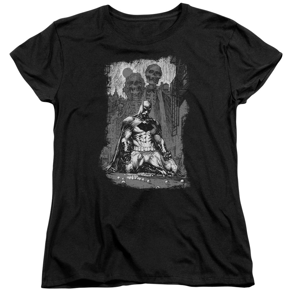BATMAN/SKETCHY SHADOWS - S/S WOMENS TEE - BLACK