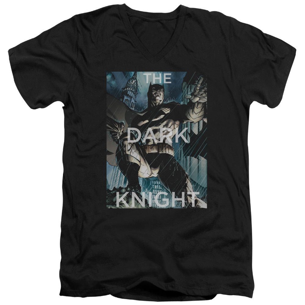 BATMAN/FIGHTING THE STORM - S/S ADULT V-NECK 30/1 - BLACK