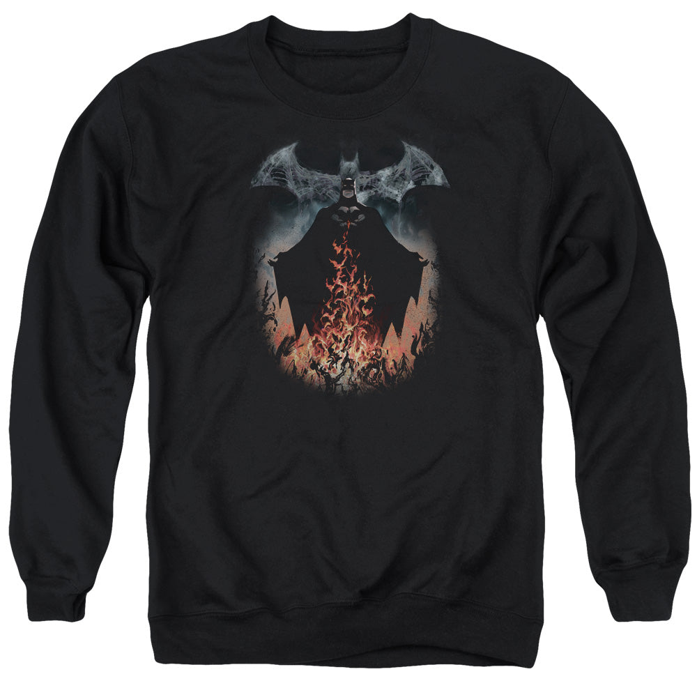 BATMAN/SMOKE & FIRE - ADULT CREWNECK SWEATSHIRT - BLACK