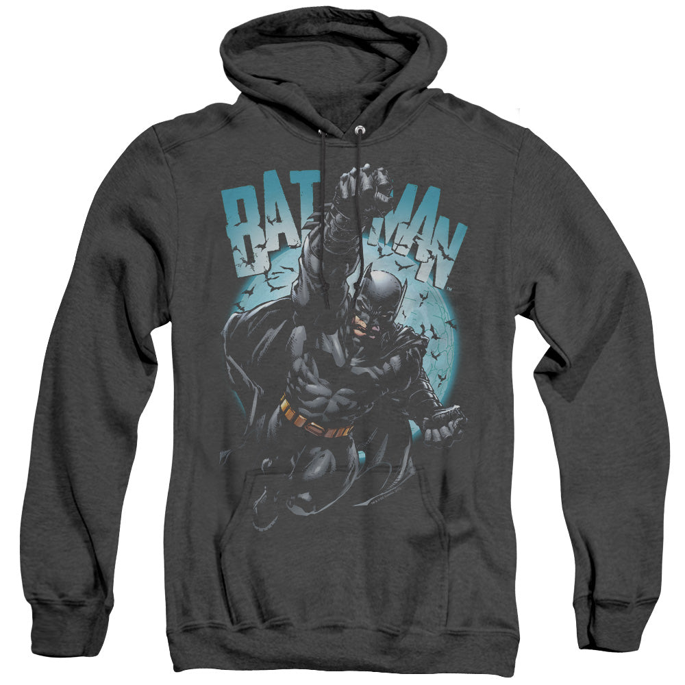 BATMAN/MOON KNIGHT - ADULT HEATHER HOODIE - BLACK