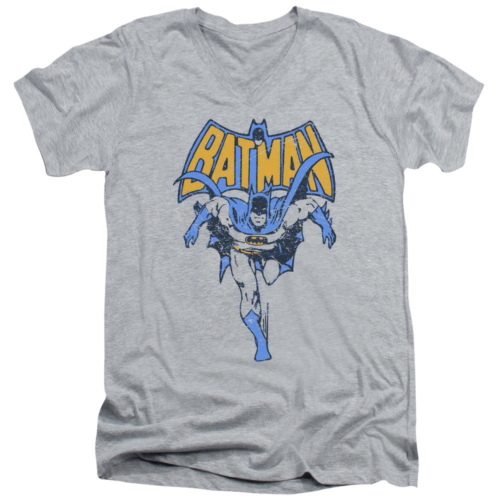 BATMAN/VINTAGE RUN - S/S ADULT V-NECK 30/1 - ATHLETIC HEATHER