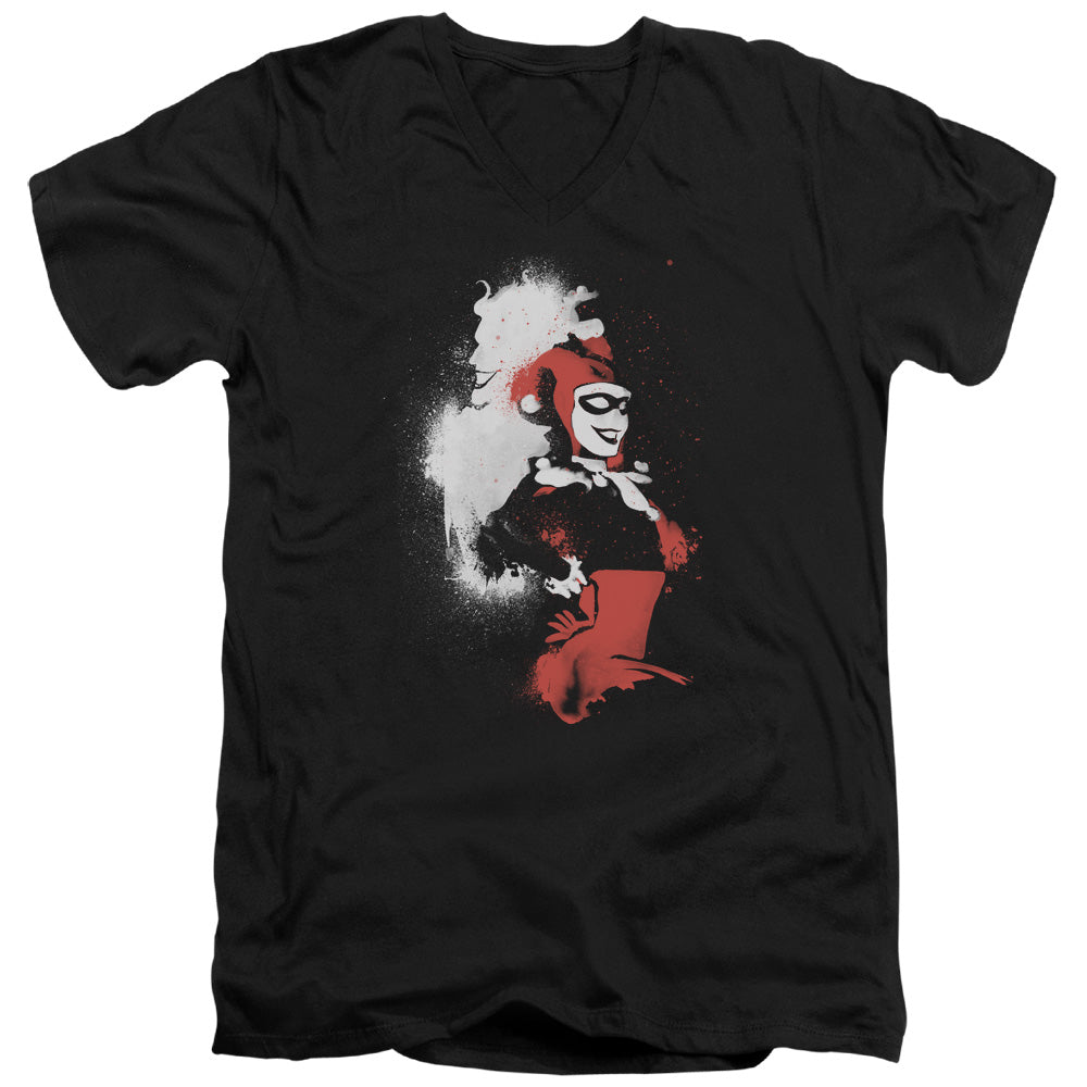 BATMAN/SPLATTERED COUPLE - S/S ADULT V-NECK 30/1 - BLACK