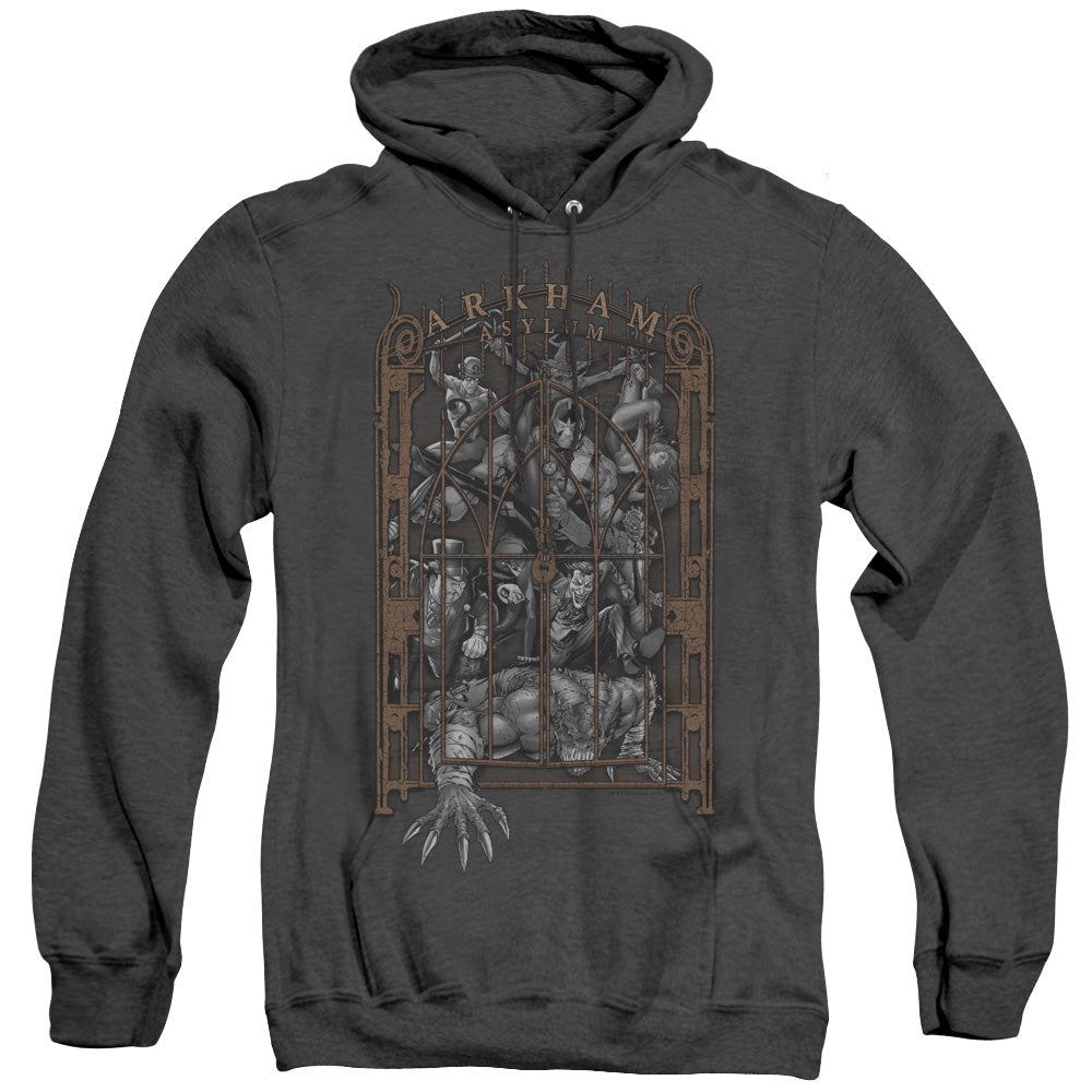 BATMAN/ARKHAMS GATE - ADULT HEATHER HOODIE - BLACK