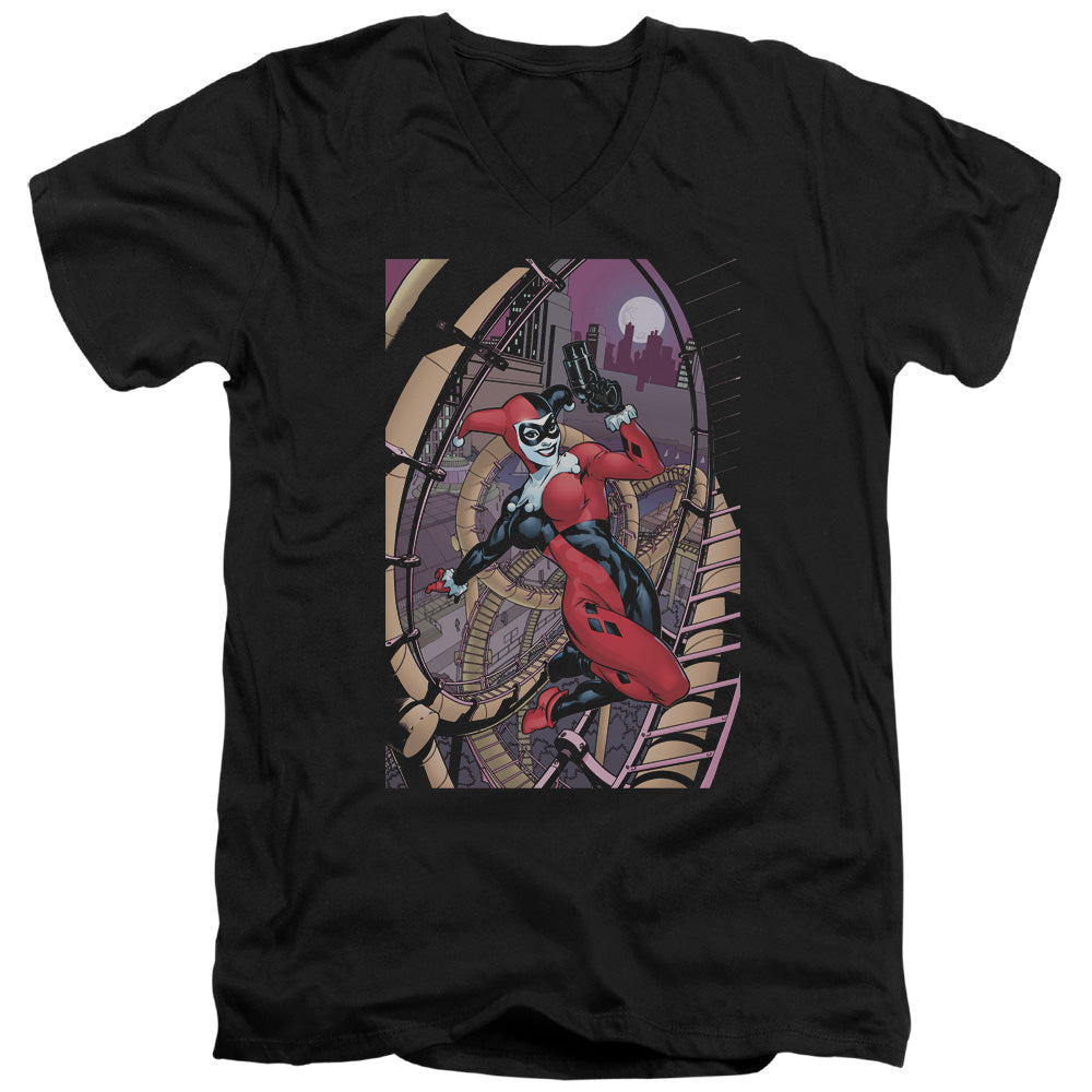 BATMAN/HARLEY FIRST - S/S ADULT V-NECK 30/1 - BLACK