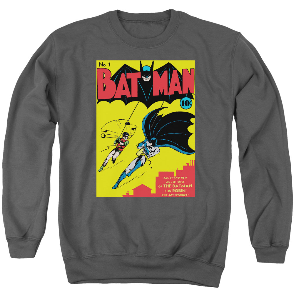 BATMAN/BATMAN FIRST - ADULT CREWNECK SWEATSHIRT - CHARCOAL
