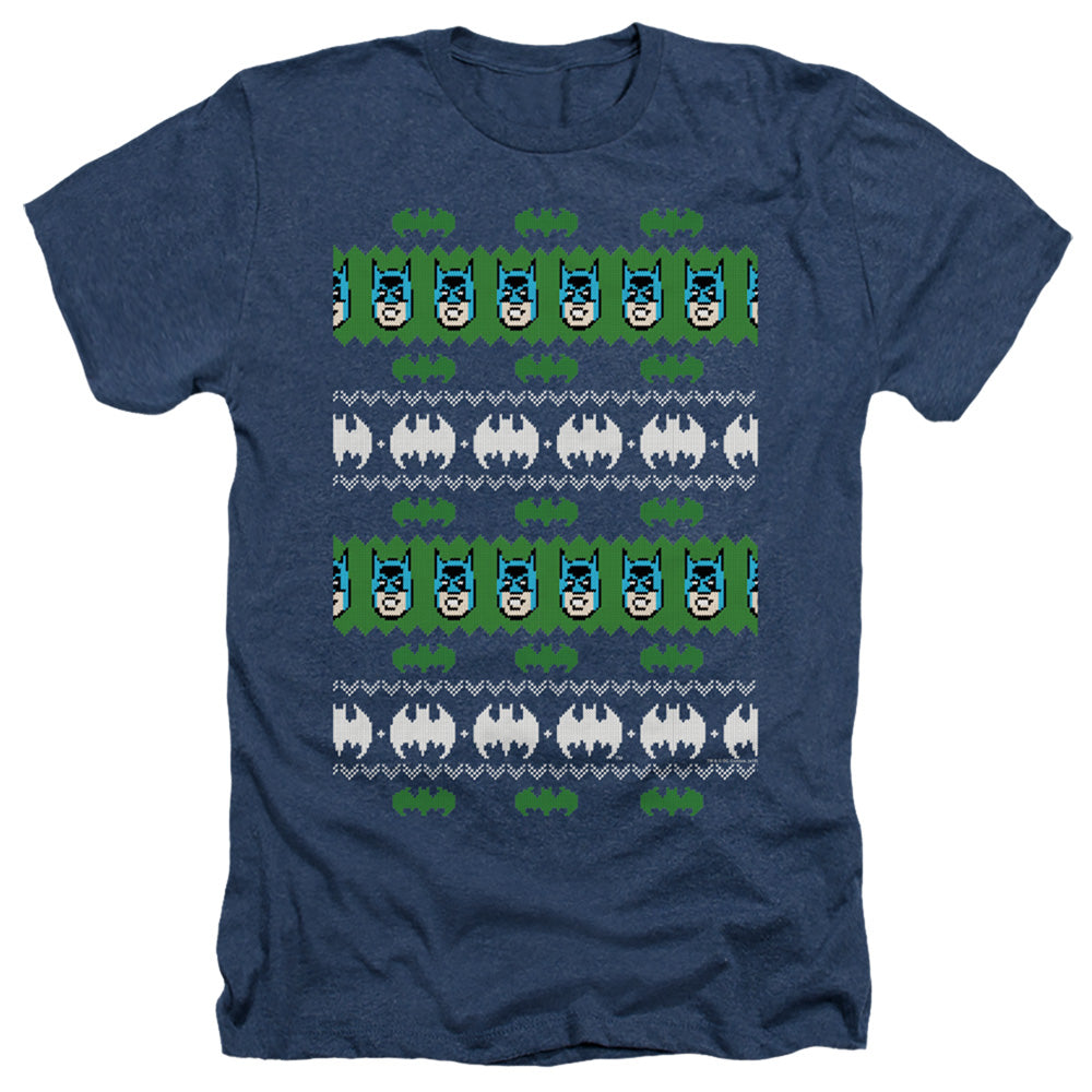 BATMAN/BATMAN CHRISTMAS SWEATER - ADULT HEATHER - NAVY