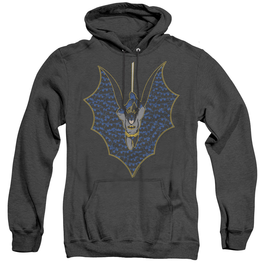 BATMAN/BAT FILL - ADULT HEATHER HOODIE - BLACK