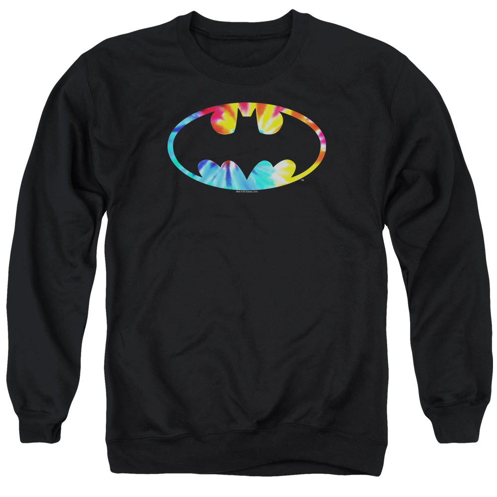 BATMAN/TIE DYE BATMAN LOGO - ADULT CREWNECK SWEATSHIRT - BLACK