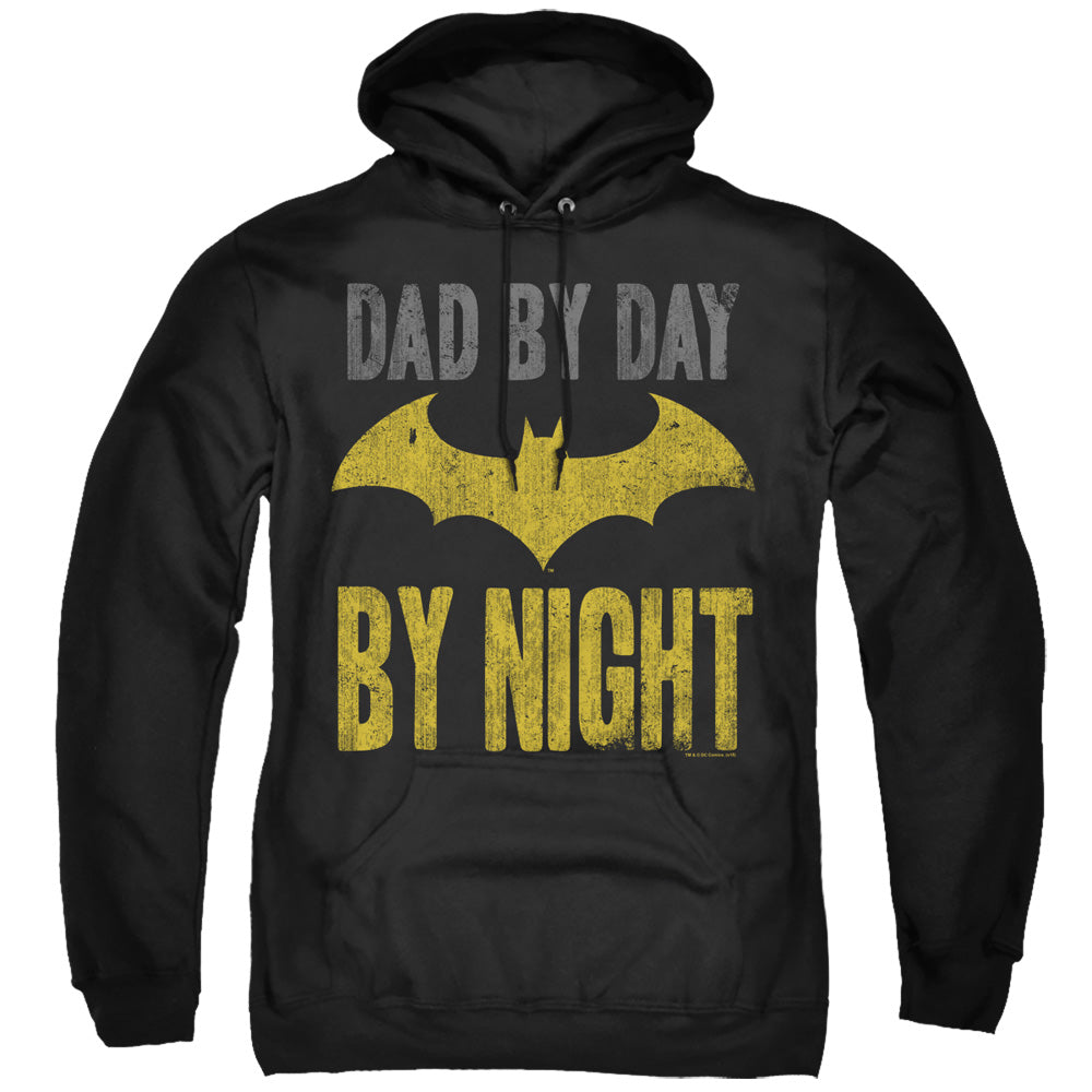 BATMAN/DAD BY DAY - ADULT PULLOVER HOODIE - BLACK