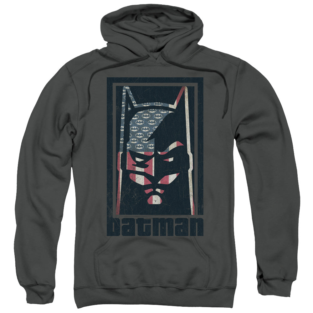 BATMAN/AMERICAN BATMAN - ADULT PULLOVER HOODIE - CHARCOAL