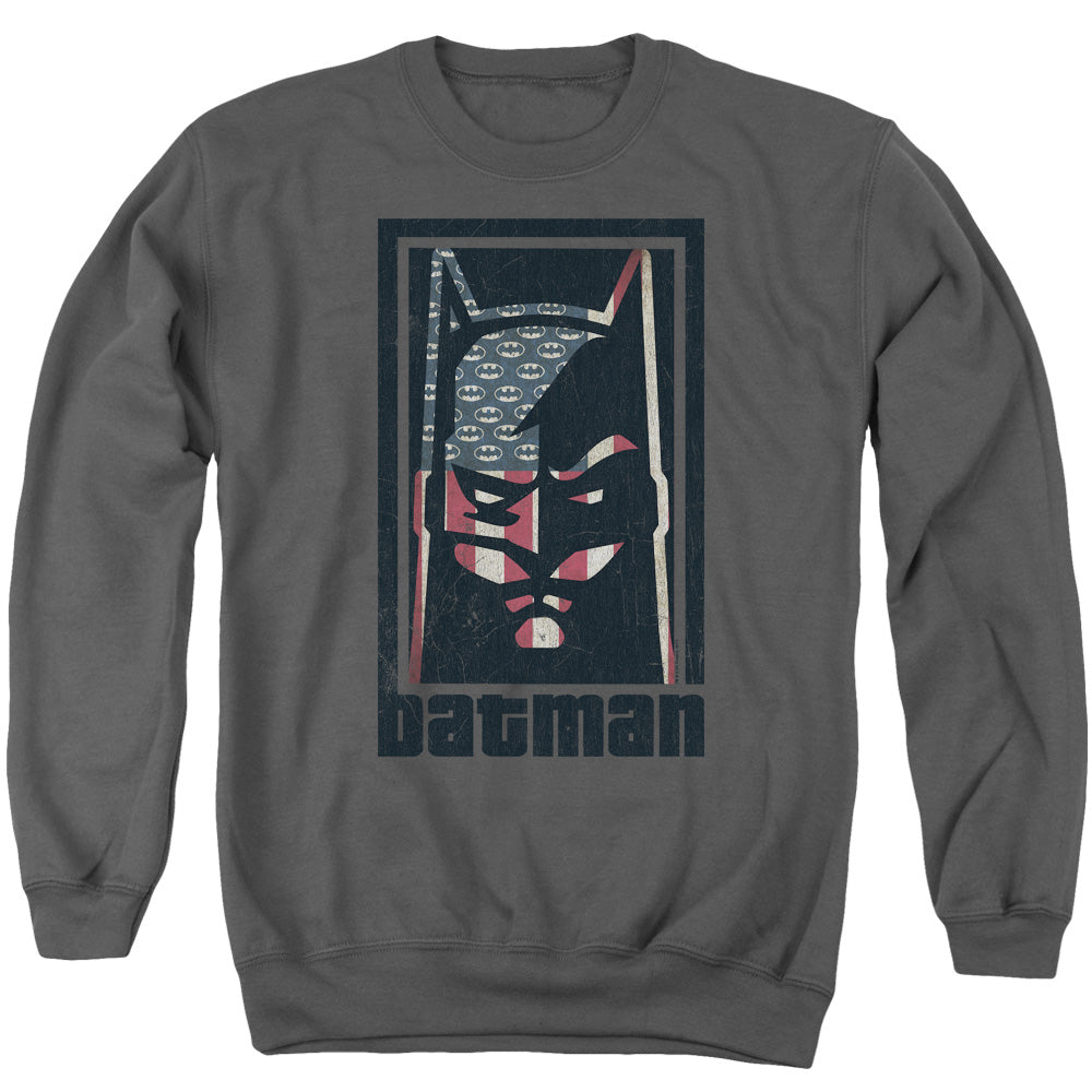 BATMAN/AMERICAN BATMAN - ADULT CREWNECK SWEATSHIRT - CHARCOAL