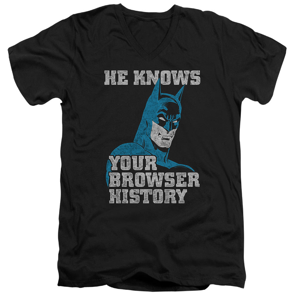 BATMAN/BATMAN KNOWS - S/S ADULT V-NECK 30/1 - BLACK